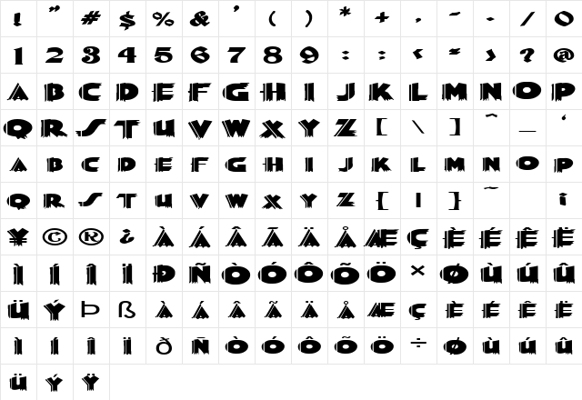 FZ JAZZY 56 EX Normal  glyph index