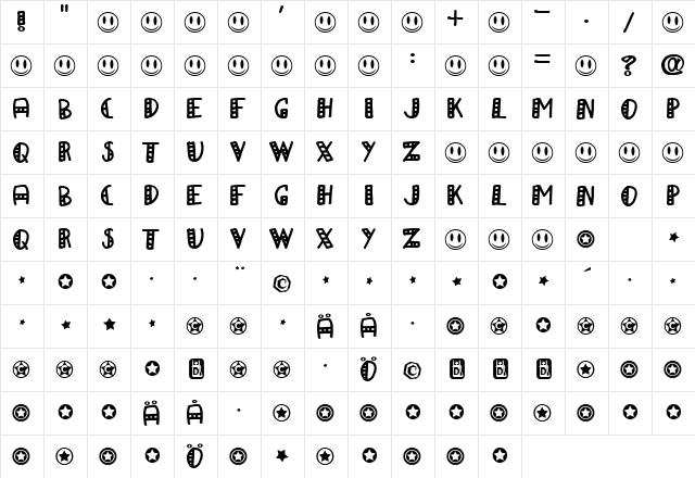 aPapa Regular  glyph index