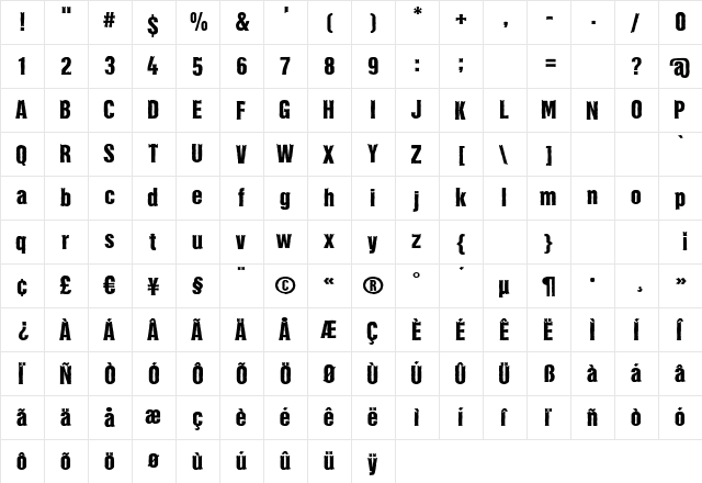 Hector Photocopy  glyph index