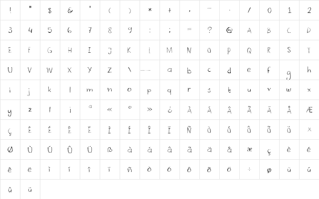 DK Crayonista Regular  glyph index