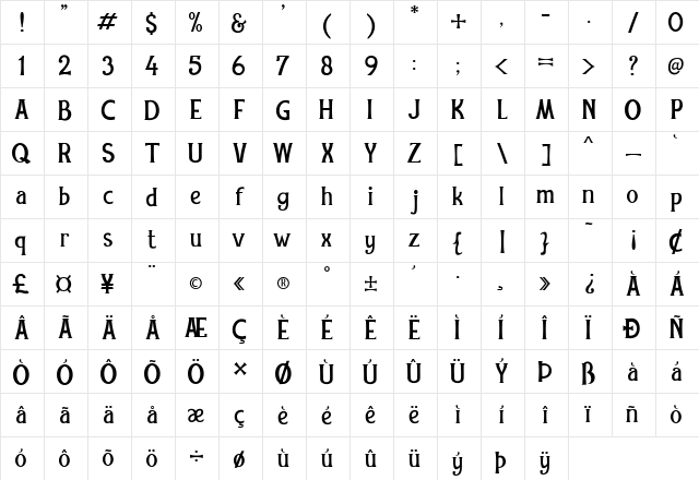 Rexmone DEMO Regular  glyph index