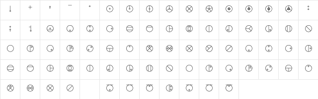 Bionicle Regular  glyph index