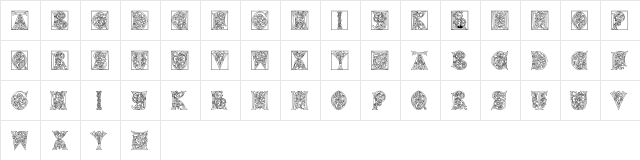 Rebuscada Caps Regular  glyph index