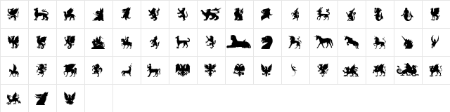 SL Mythological Silhouettes Regular  glyph index