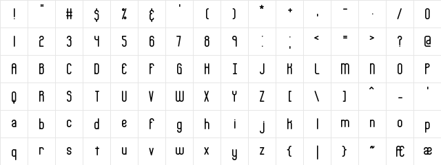 Bobcaygeon Plain BRK Normal  glyph index