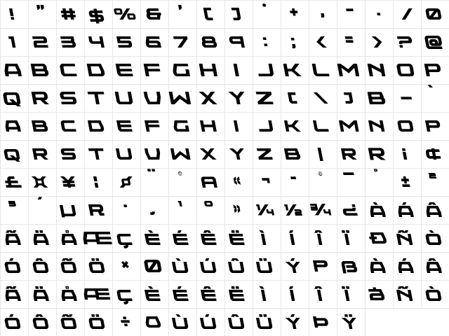 Neutron Dance Semi-Leftalic Regular  glyph index