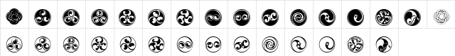 VTCeltia Spirals Regular  glyph index