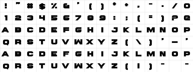 Rawhide Raw 2016 Regular  glyph index