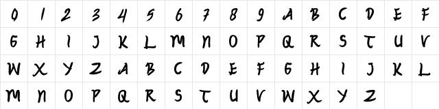 ZOJIHUN Regular  glyph index