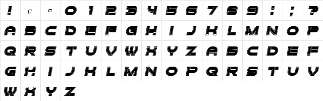 Forvertz 3D Filled Italic  glyph index