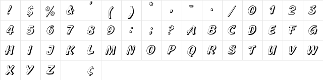 Boya Display Caps SSi Regular  glyph index
