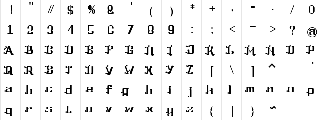 Best Part Regular  glyph index