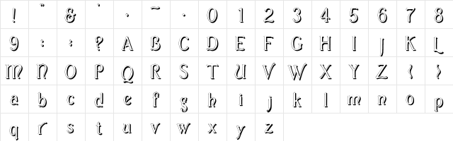 Casua_Shadow Regular  glyph index