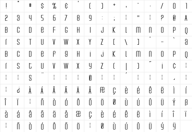 Weltron Regular  glyph index