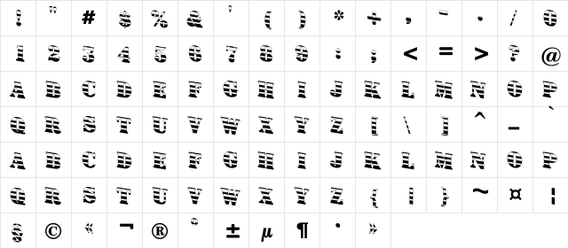 a_SignboardTitulGrdDn Regular  glyph index