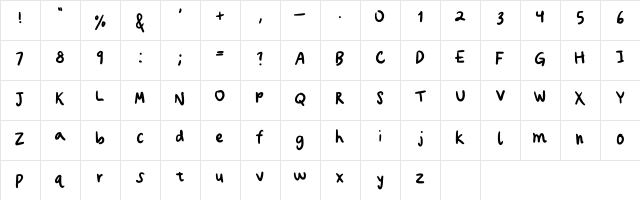 Wadiah Script Regular  glyph index