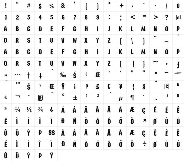 a_MeccanoSmr Regular  glyph index