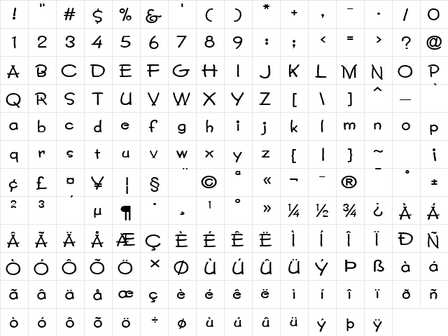 Crayon-Extended Normal  glyph index