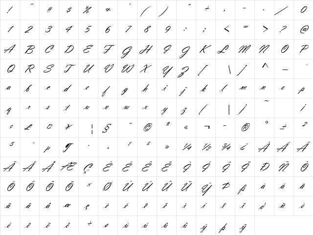 Vladimir Becker Joining Regular  glyph index