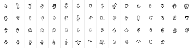 Font Heads Regular  glyph index