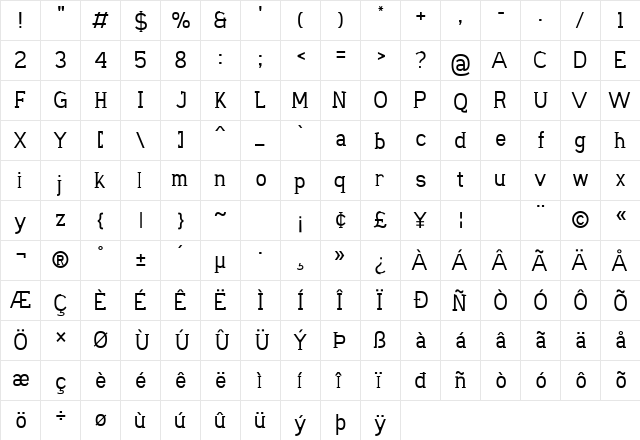 Carved Rock Carved Rock Regular  glyph index
