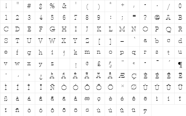 StymieTLigOu1 Regular  glyph index