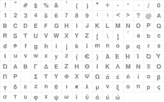 Slang King Regular  glyph index