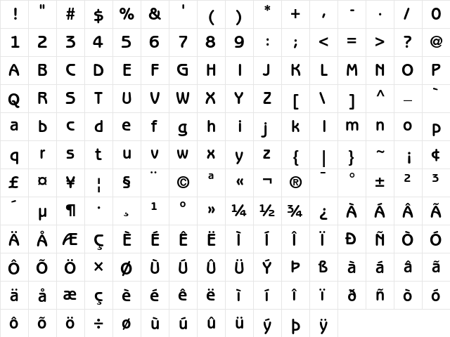 ITC Benguiat Gothic Bold  glyph index