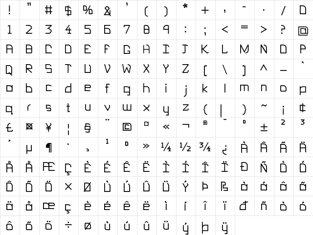 EP Heaven Heaven  glyph index