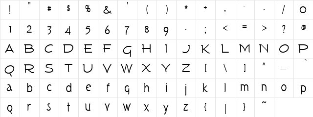 Mild Sharron 4 Regular  glyph index