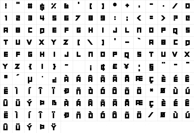 Short Xurkit Regular  glyph index