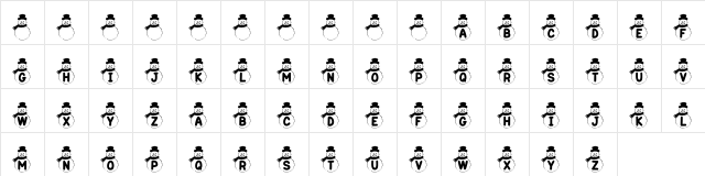 KR Snowman Regular  glyph index