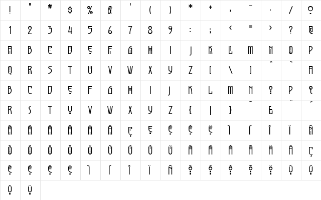 Greyhound Regular  glyph index