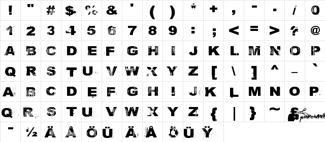 Zilipepp? Regular  glyph index