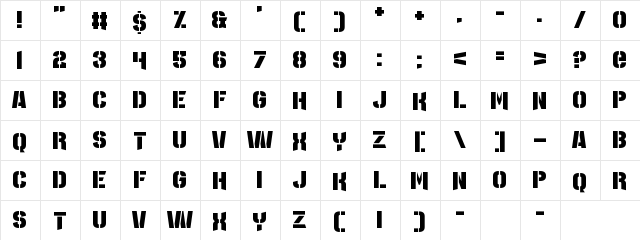 Major League Duty Regular  glyph index