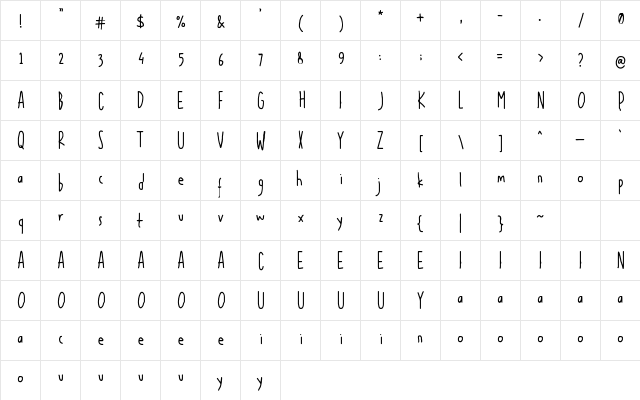 Boho Lifestyle Regular  glyph index