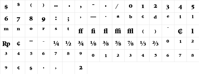 MinionExp-Black Regular  glyph index