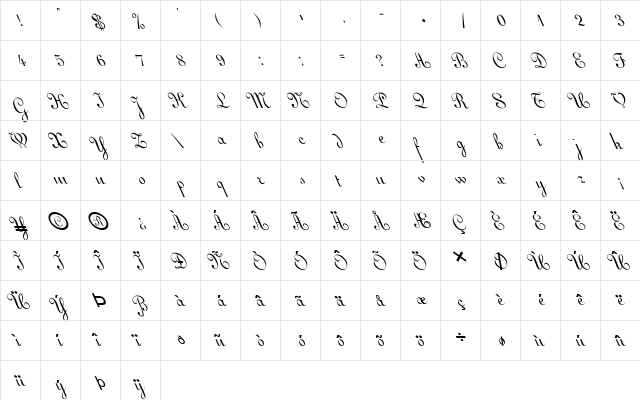 FZ SCRIPT 11 LEFTY Normal  glyph index