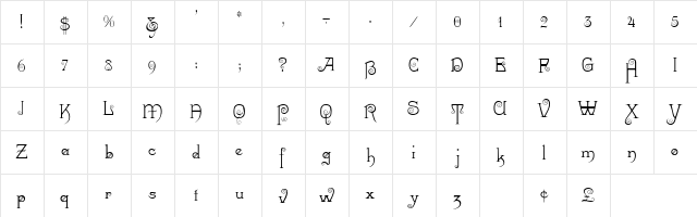 Riccio Display Script SSi Regular  glyph index