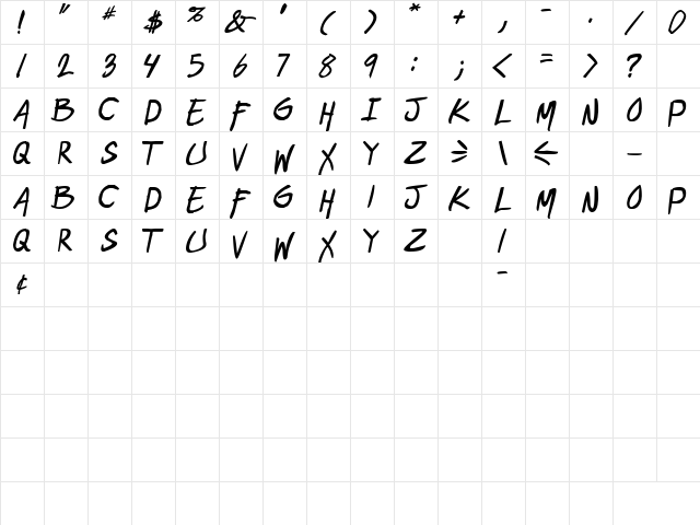 geekriot Bold Italic  glyph index