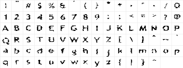 Damn the Man Regular  glyph index