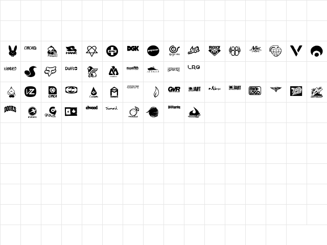logoskate 2.0 Regular  glyph index