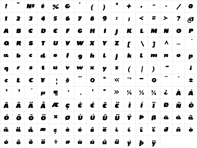 CepoItalic Regular  glyph index