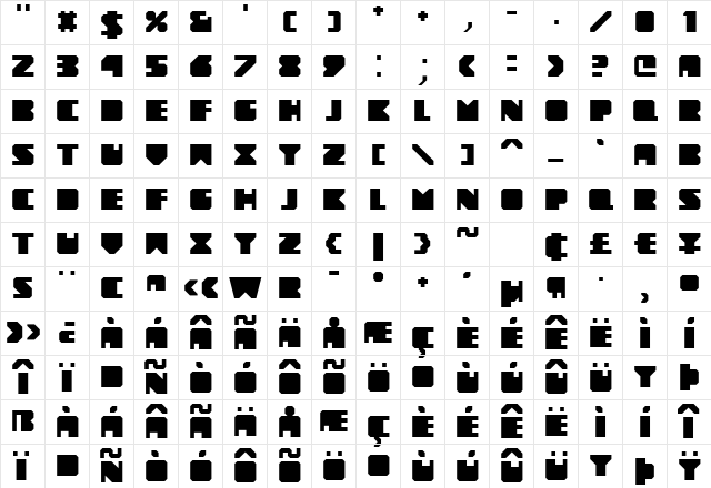 Novum Regular  glyph index