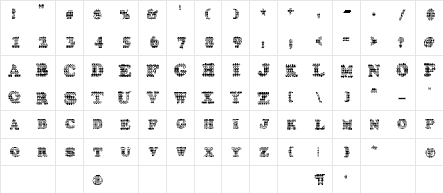 Blether Regular  glyph index