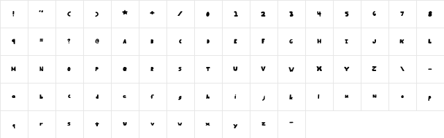 Beans Plain Regular  glyph index