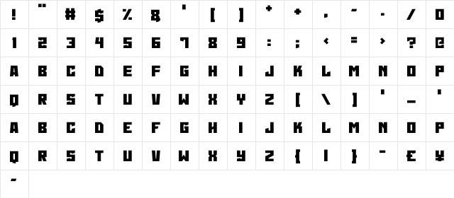 Martian Wars Regular  glyph index