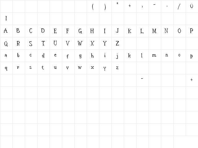 Ellenoire Regular  glyph index