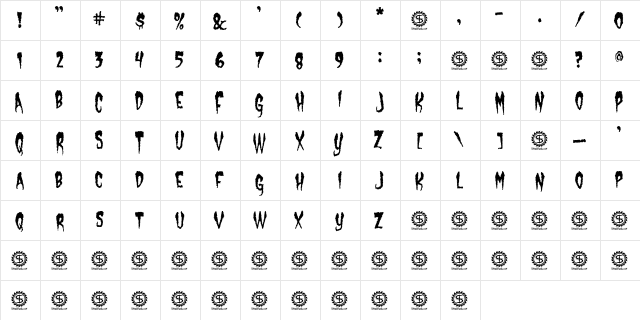Castle Dracustein Regular  glyph index