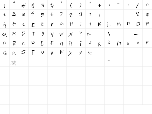 Killer's Move Regular  glyph index